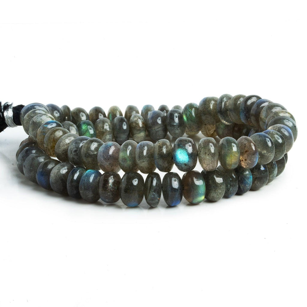8-13mm Labradorite Plain Rondelles 15 inch 70 beads - The Bead Traders
