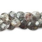 8-14mm Black Tourmalinated Quartz Faceted Heart Beads 6.5 inch 36 pieces - The Bead Traders
