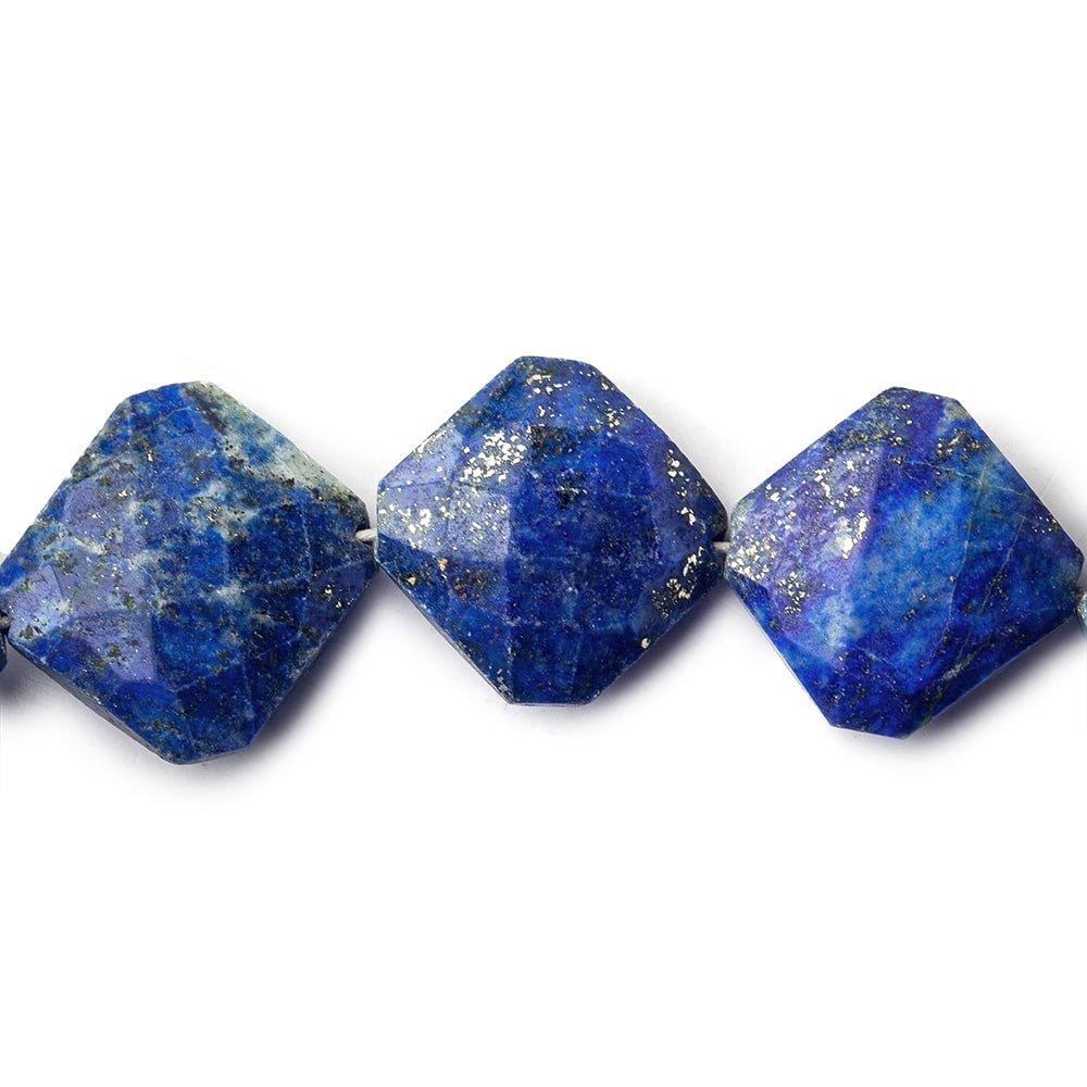 8-14mm Lapis Lazuli faceted pillow beads Lot of 53 pieces 3 strands - The Bead Traders