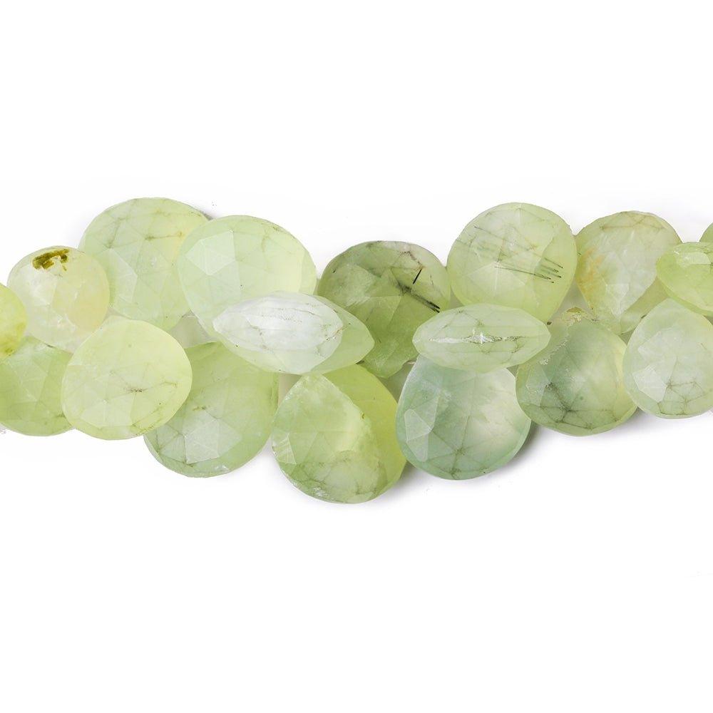 8-15mm Frosted Prehnite Faceted Hearts 7.5 inch 43 pieces - The Bead Traders