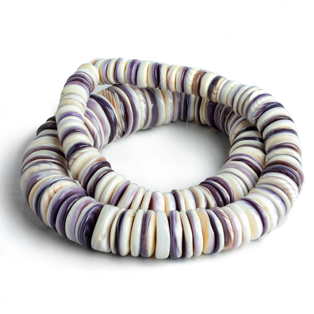 8-16mm Wampum Shell Plain Heishi Beads 16 inch 140 pieces - The Bead Traders