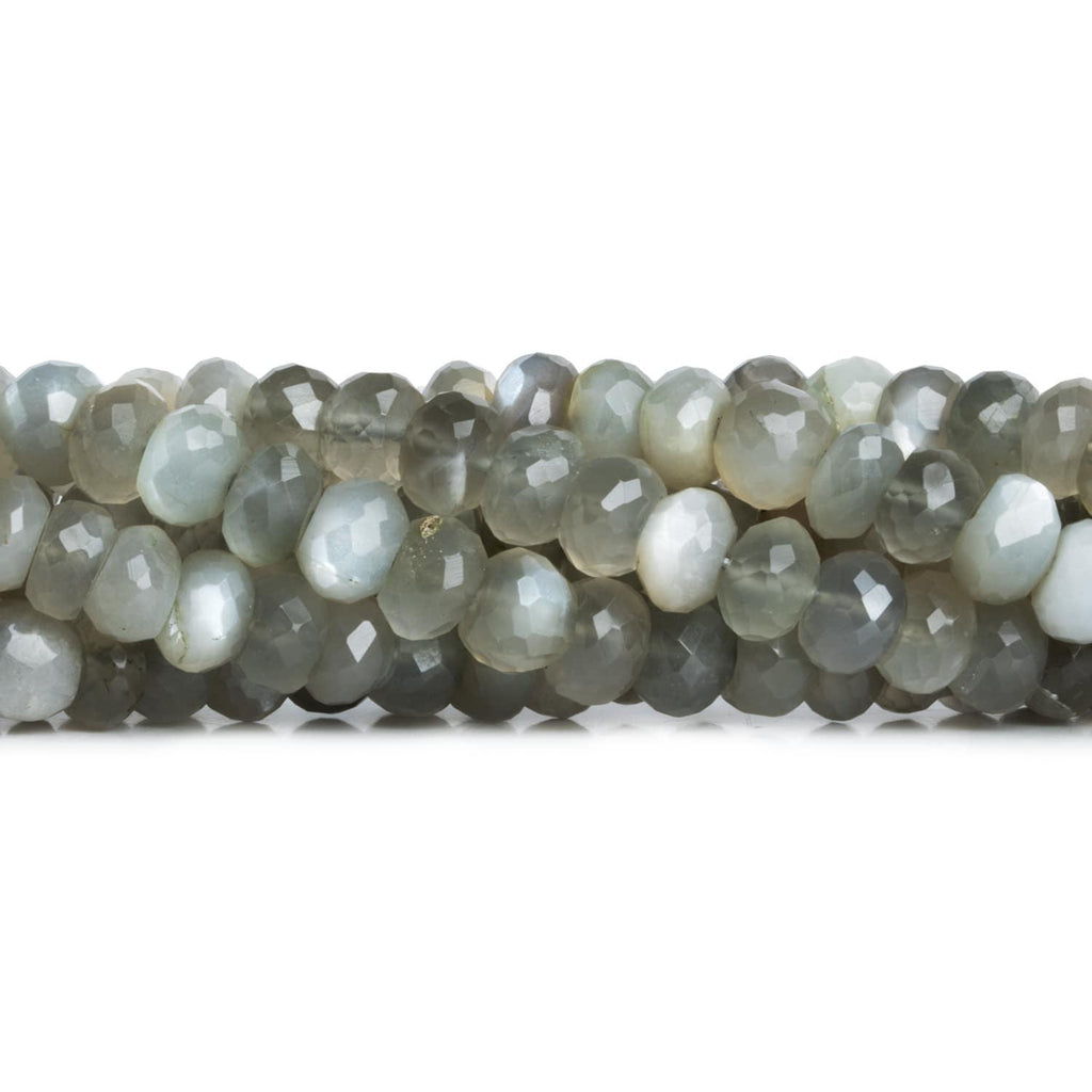 8-8.5mm Grey Moonstone Faceted Rondelles 14 inch 63 beads - The Bead Traders