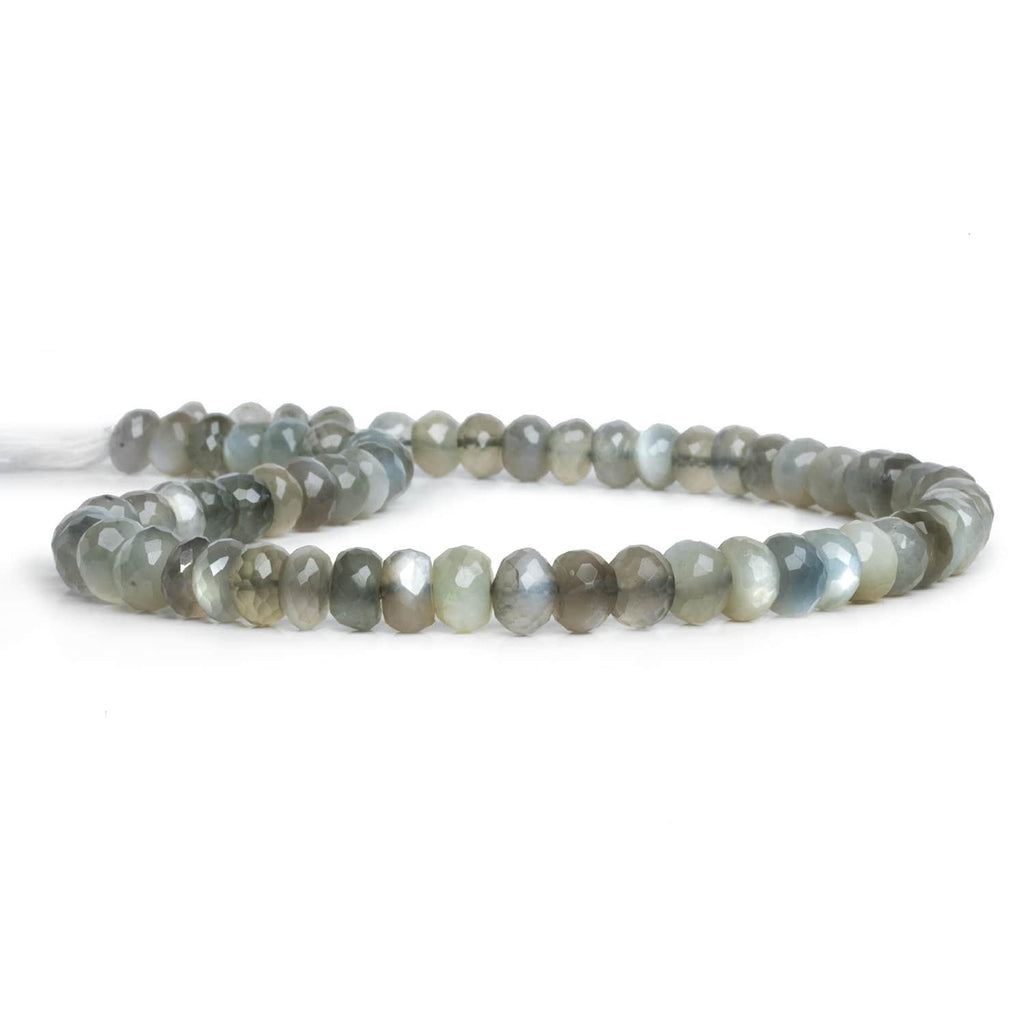8-8.5mm Grey Moonstone Faceted Rondelles 14 inch 63 beads - The Bead Traders
