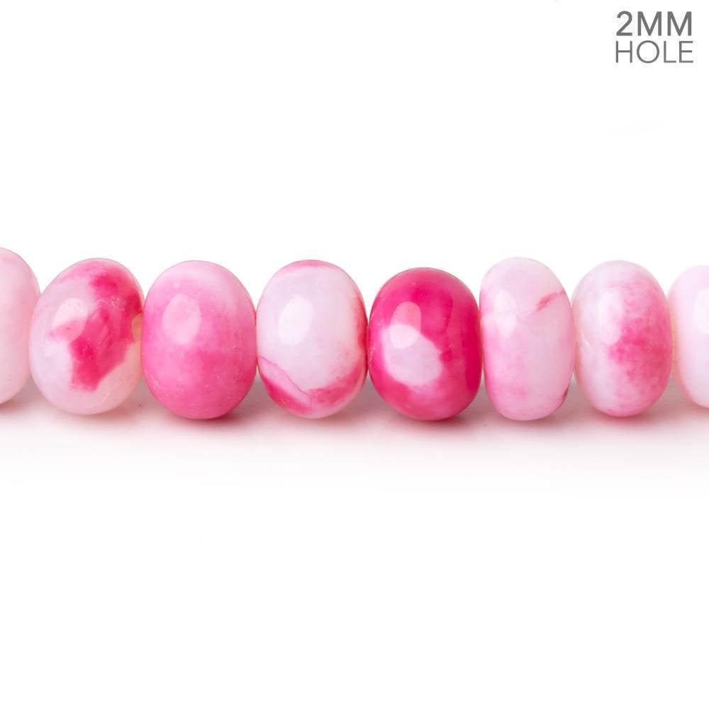 8-8.5mm Magenta Pink Opal 2mm Large Hole Plain Rondelles 8 inch 35 beads - The Bead Traders