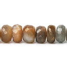 8-8.5mm Multi Color Moonstone & Sunstone faceted rondelles 10 inch 52 beads - The Bead Traders