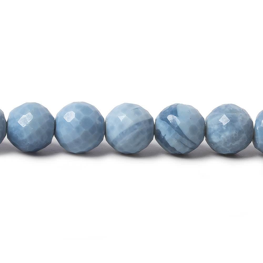 8-8.5mm Owyhee Natural Blue Opal faceted round beads 8 inch 24 pieces - The Bead Traders
