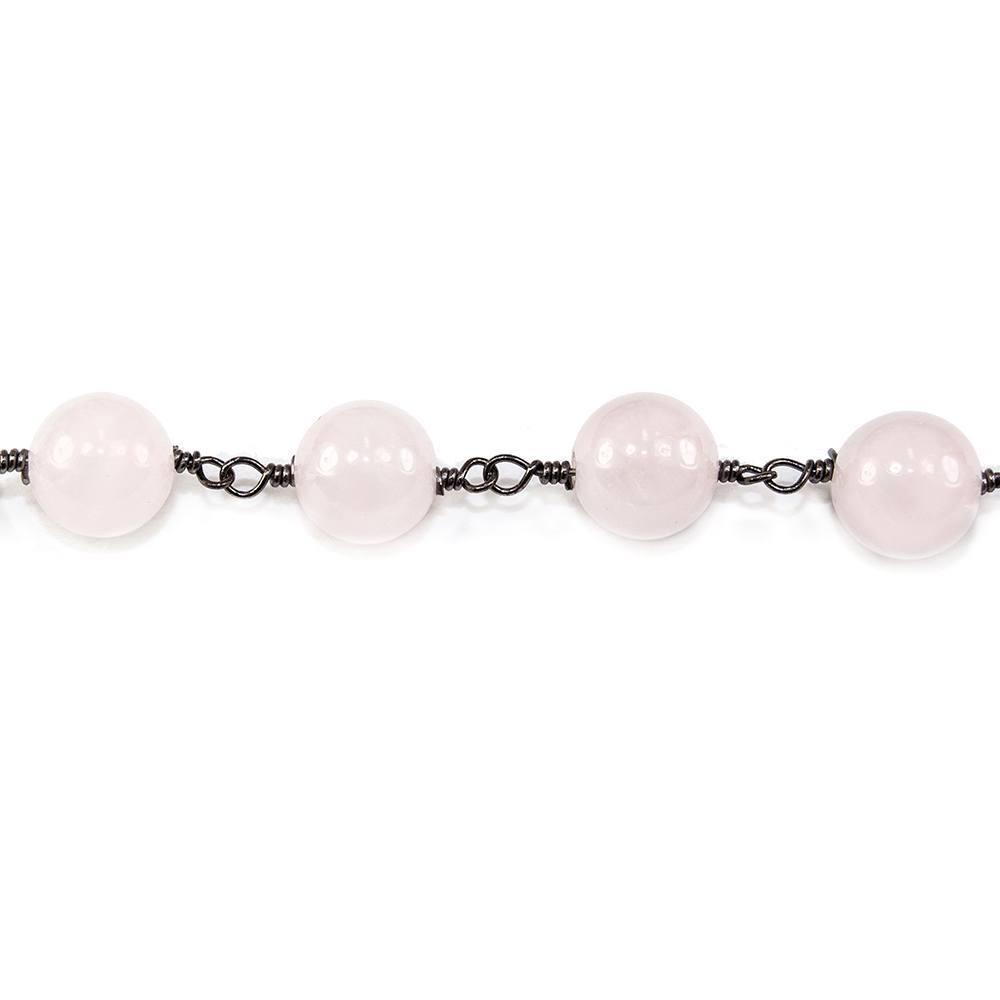 8-8.5mm Rose Quartz plain round Black Gold Chain sold by the foot - The Bead Traders