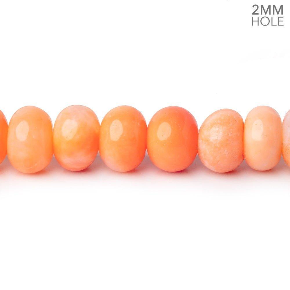 8-8.5mm Salmon Orange Opal 2mm Large Hole Plain Rondelles 8 inch 33 beads - The Bead Traders