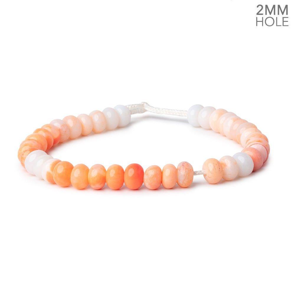 8-8.5mm Salmon Orange Opal 2mm Large Hole Plain Rondelles 8 inch 33 beads - The Bead Traders