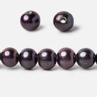 8-9.5mm Peacock Blue Off Round Large Hole Pearls 8 inch 25 pieces AA - The Bead Traders