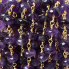 8-9mm Amethyst faceted rondelle Gold Chain by the foot with 26 pieces - The Bead Traders