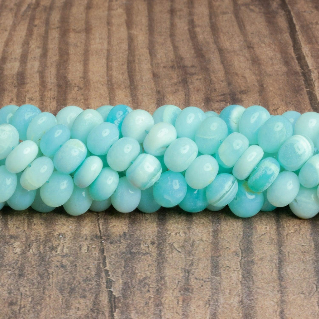 8-9mm Blue Green Opal Plain Rondelles 16 inch 65 beads - The Bead Traders