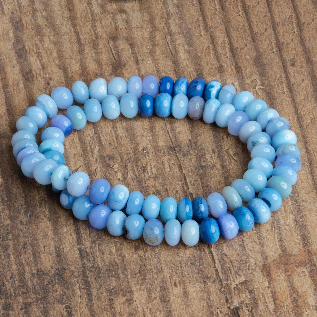 8-9mm Blue Opal Plain Rondelles 16 inch 65 beads - The Bead Traders