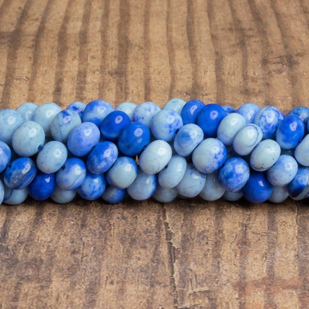 8-9mm Blue Opal Plain Rondelles 16 inch 65 beads - The Bead Traders