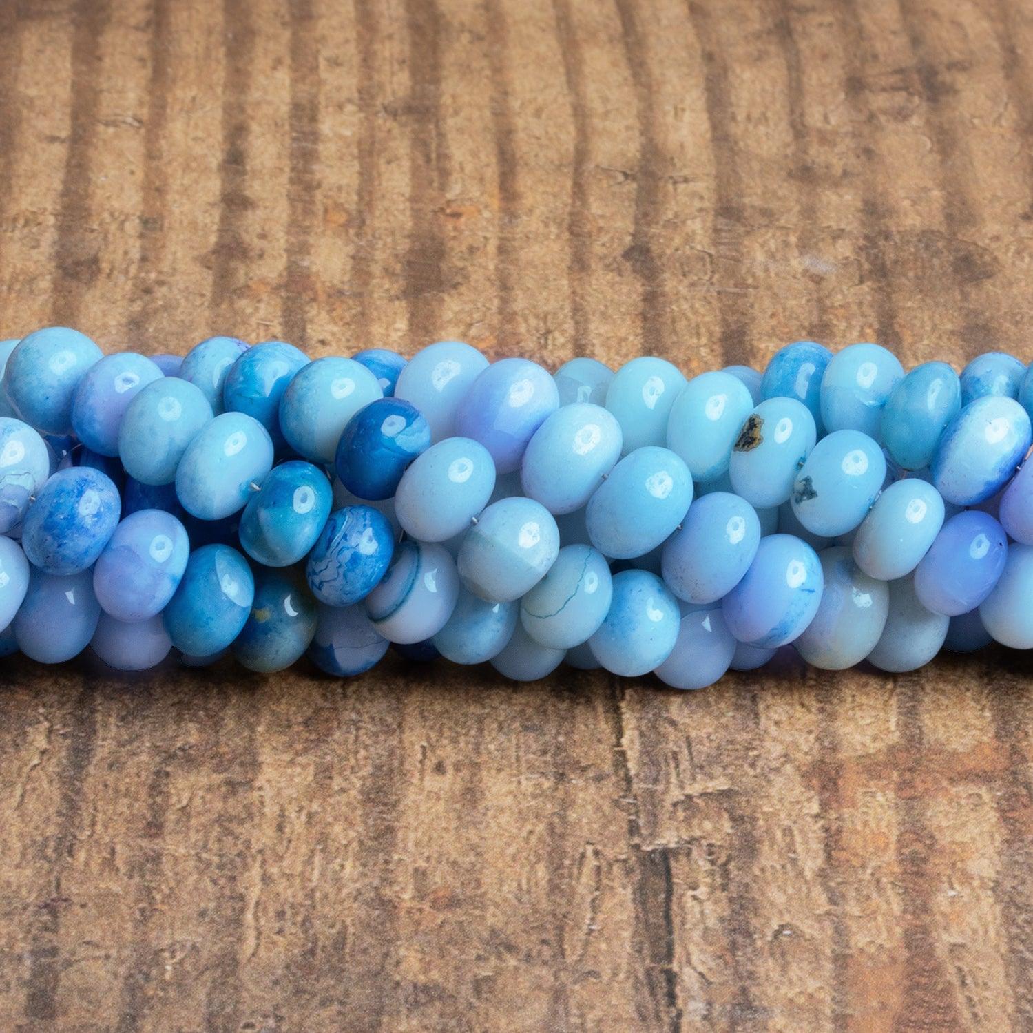 8-9mm Blue Opal Plain Rondelles 16 inch 65 beads - The Bead Traders