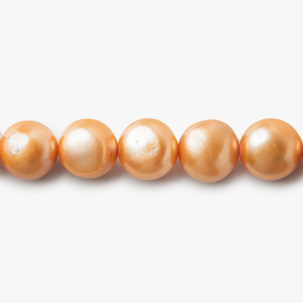 8-9mm Butterscotch Freshwater Pearl Side Drilled Button 16 inch - The Bead Traders