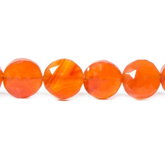 8-9mm Carnelian Faceted Coin Beads 8 inch 21 pieces - The Bead Traders