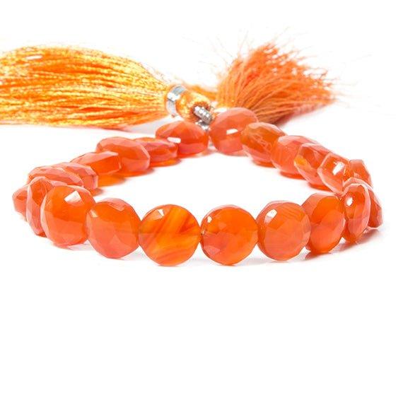 8-9mm Carnelian Faceted Coin Beads 8 inch 21 pieces - The Bead Traders