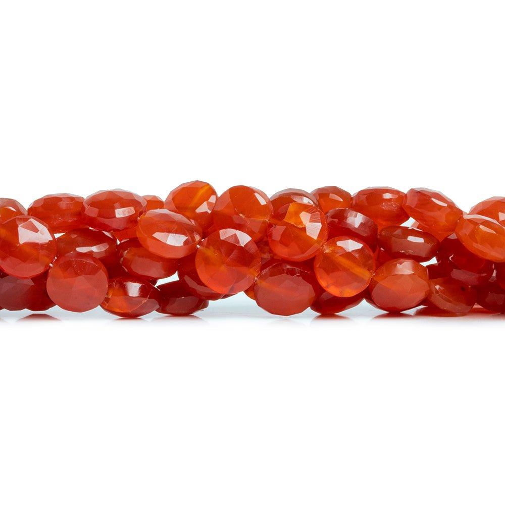 8-9mm Carnelian Faceted Coin Beads 8 inch 23 pieces - The Bead Traders