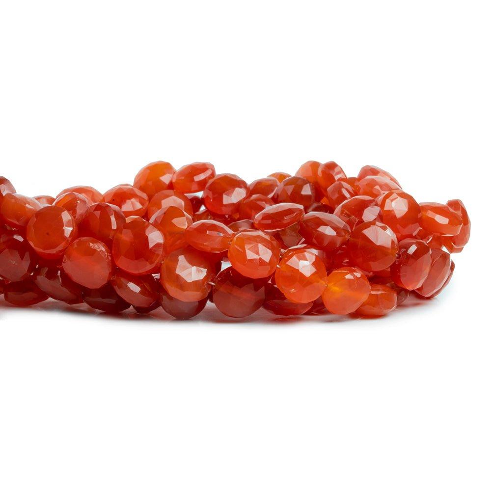 8-9mm Carnelian Faceted Coin Beads 8 inch 23 pieces - The Bead Traders
