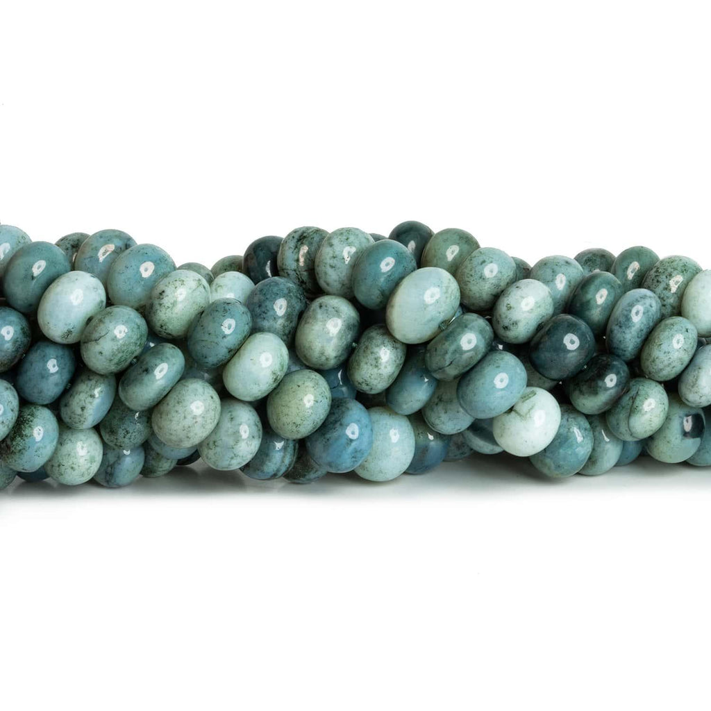8-9mm Green Grey Opal Plain Rondelles 16 inch 65 beads - The Bead Traders