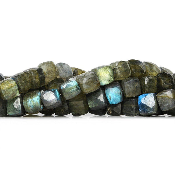 8-9mm Labradorite faceted cubes 8 inch 26 beads