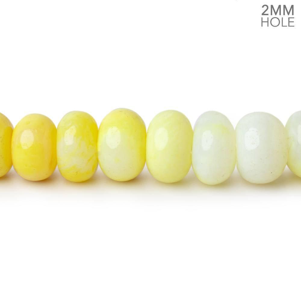 8-9mm Lemon Yellow Opal 2mm Large Hole Plain Rondelles 8 inch 35 beads - The Bead Traders