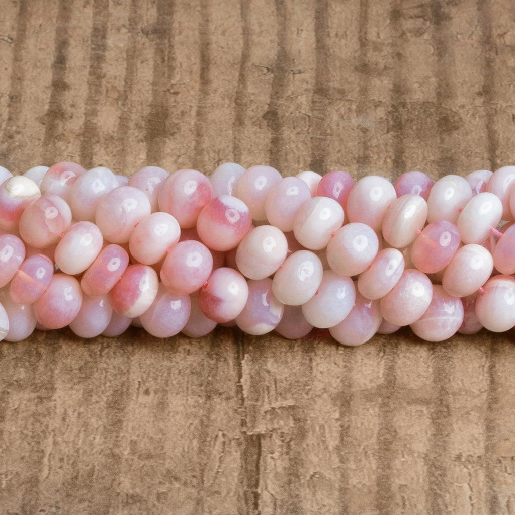 8-9mm Light Pink Opal Plain Rondelles 16 inch 65 beads - The Bead Traders