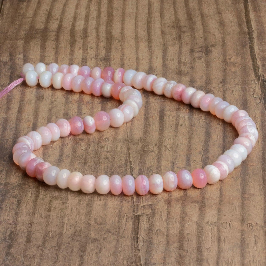 8-9mm Light Pink Opal Plain Rondelles 16 inch 65 beads - The Bead Traders