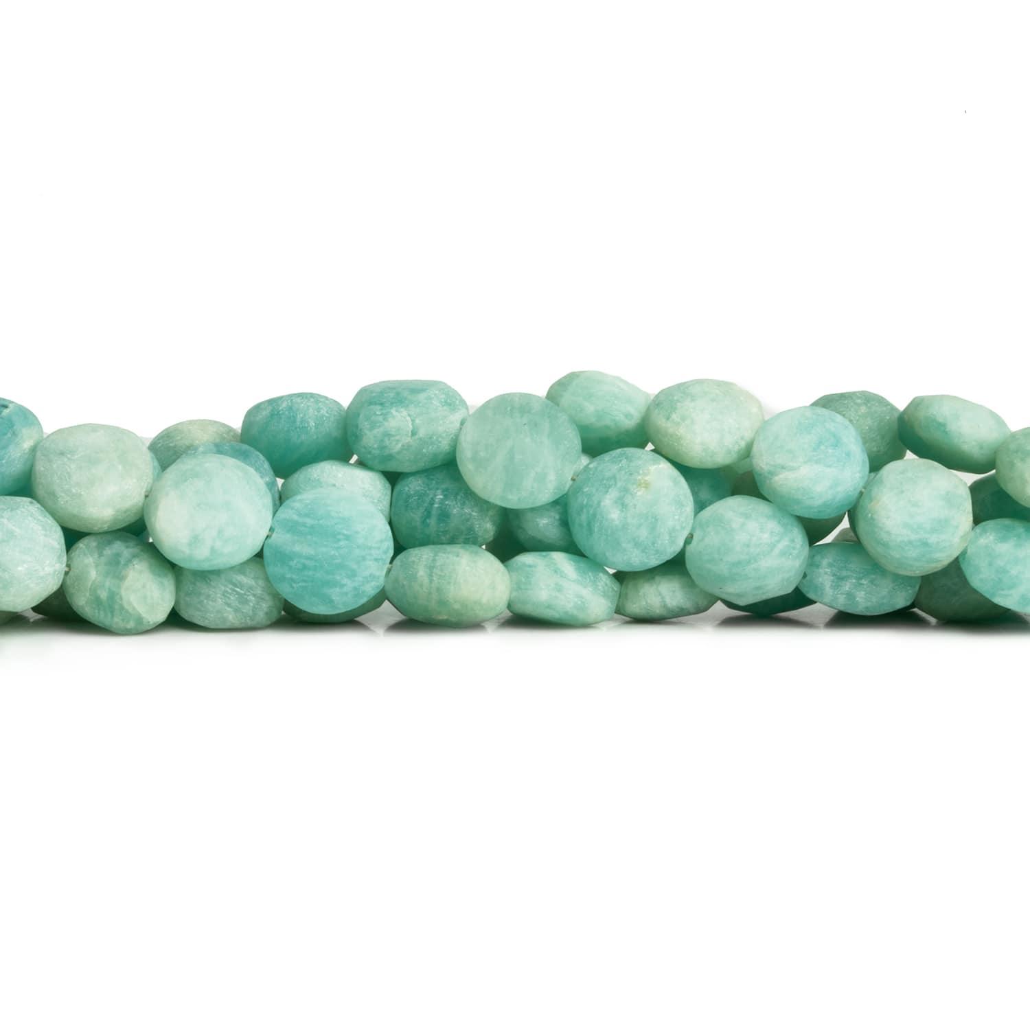 8-9mm Matte Amazonite plain coin beads 8 inch 22 pieces - The Bead Traders