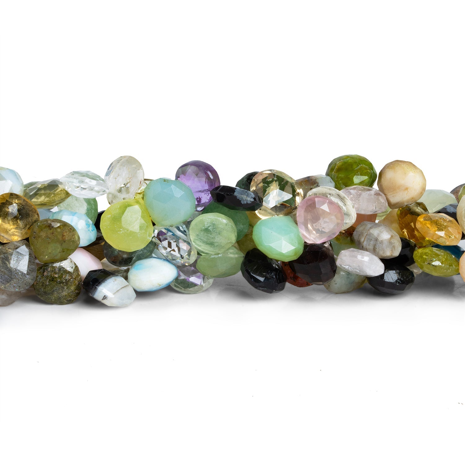 8-9mm Multi Gemstone Faceted Hearts 8 inch 41 beads - The Bead Traders