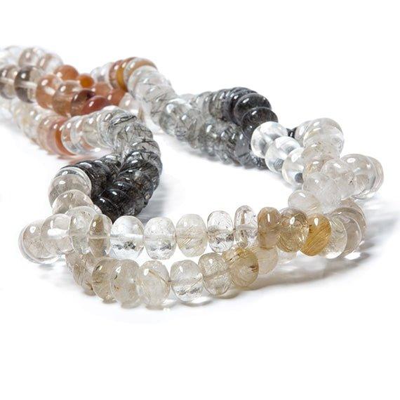 8-9mm Multi Rutilated Quartz plain rondelle Beads 15 inches 77 pieces - The Bead Traders