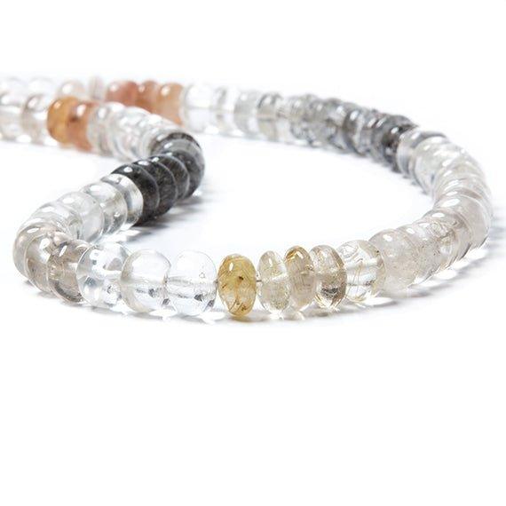 8-9mm Multi Rutilated Quartz plain rondelle Beads 15 inches 77 pieces - The Bead Traders
