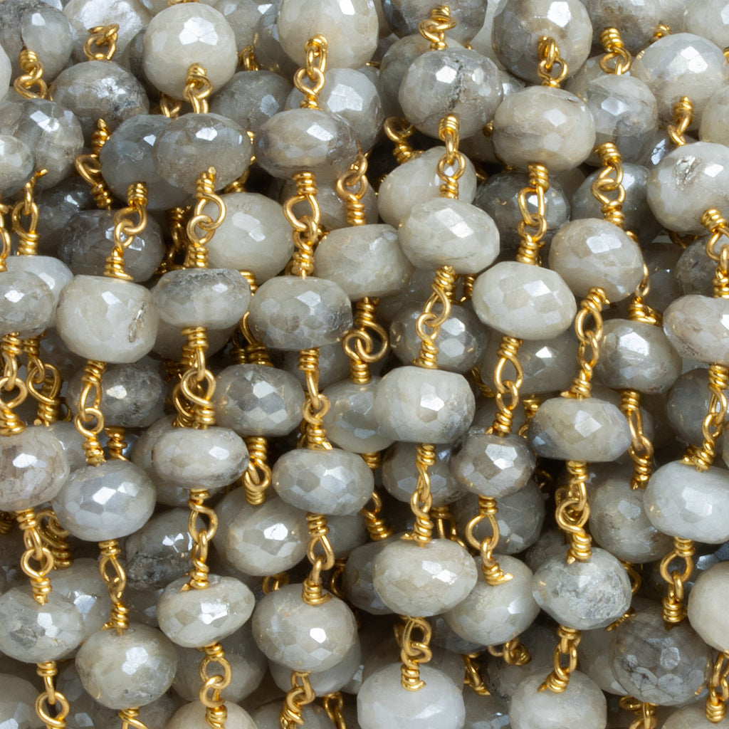 8-9mm Mystic Quartz Rondelle Gold Chain 23 beads - The Bead Traders