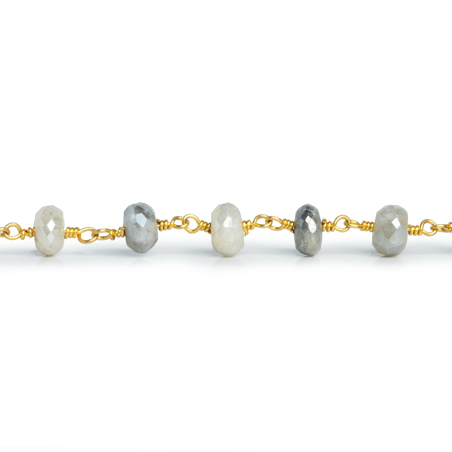 8-9mm Mystic Quartz Rondelle Gold Chain 23 beads - The Bead Traders