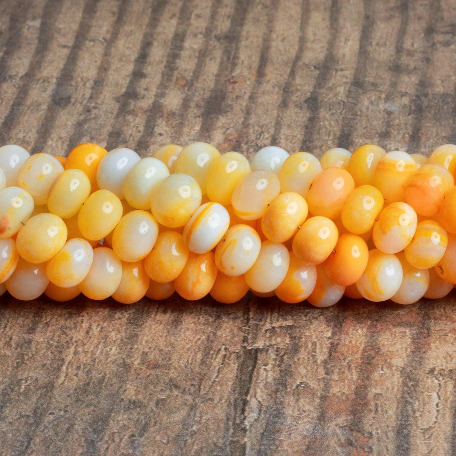 8-9mm Orange Opal Plain Rondelles 16 inch 70 beads - The Bead Traders