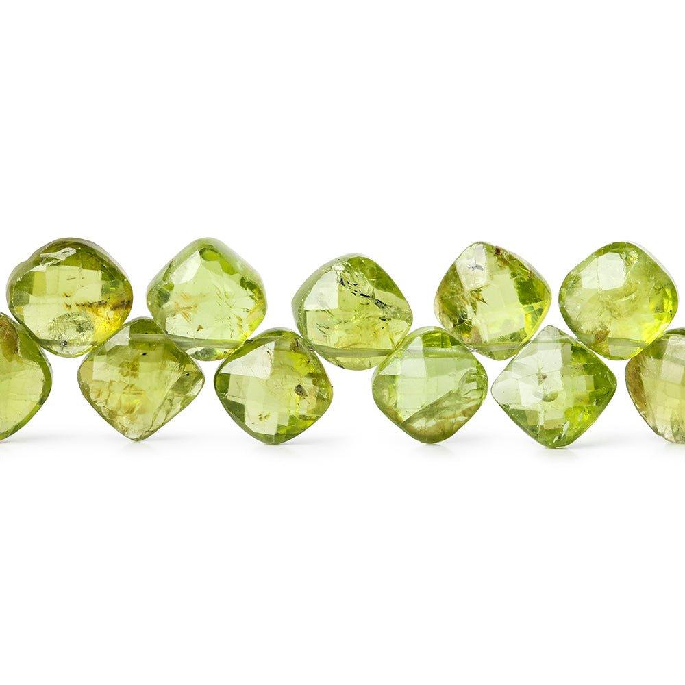 8-9mm Peridot Corner Drilled Faceted Pillow Beads 42 beads 8 inch - The Bead Traders