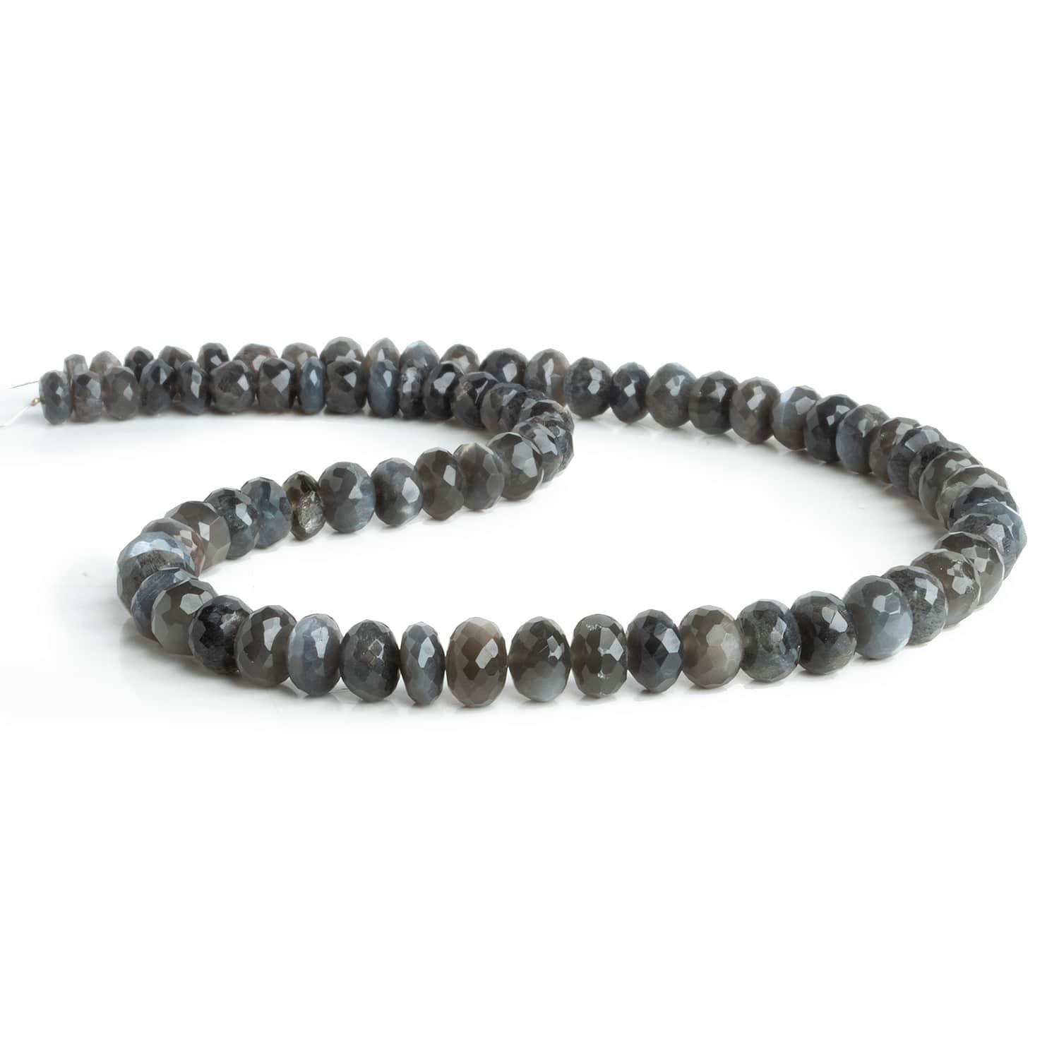 8-9mm Platinum Grey Moonstone Faceted Rondelle Beads 15 inch 70pcs - The Bead Traders