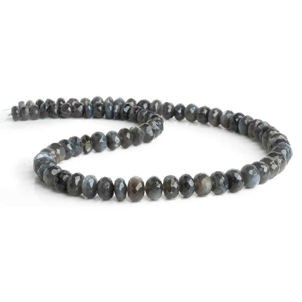 8-9mm Platinum Grey Moonstone Faceted Rondelle Beads 15 inch 70pcs - The Bead Traders