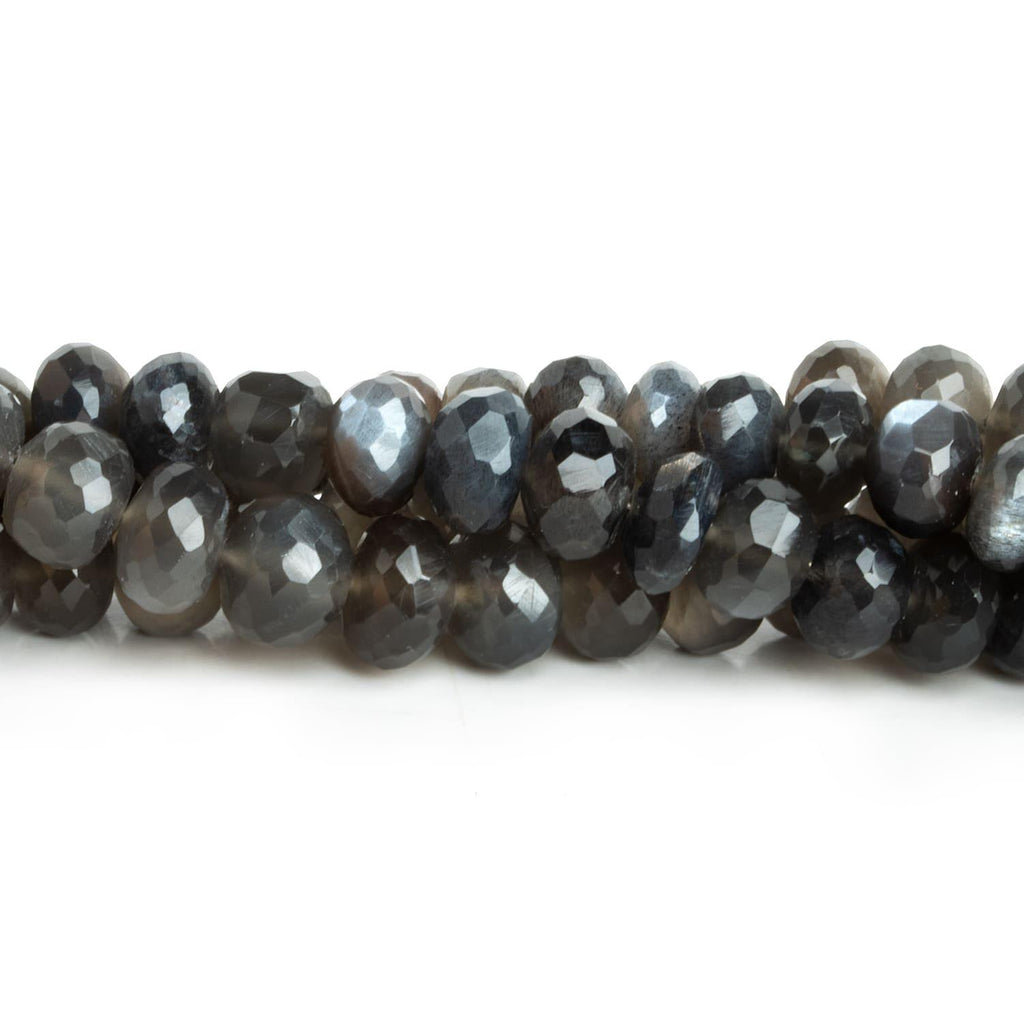 8-9mm Platinum Grey Moonstone Faceted Rondelle Beads 15 inch 70pcs - The Bead Traders
