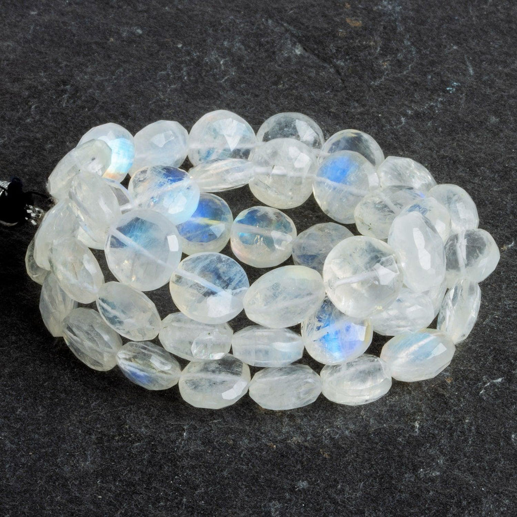 8-9mm Rainbow Moonstone Faceted Coins 16 inch 45 beads - The Bead Traders
