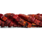 8-9mm Red Coral Plain Cubes 15 inch 45 beads - The Bead Traders