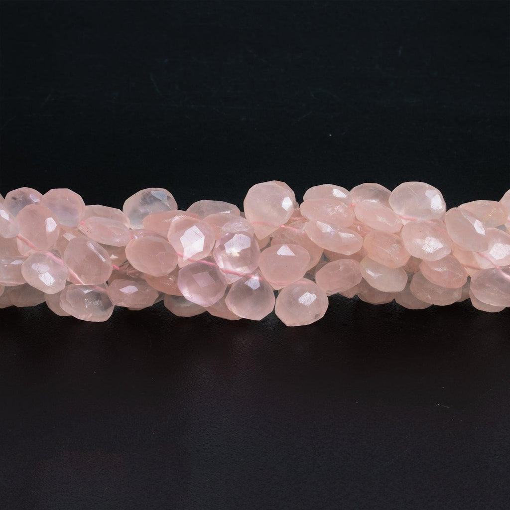8-9mm Rose Quartz Handcut Hearts 14 inch 63 beads - The Bead Traders