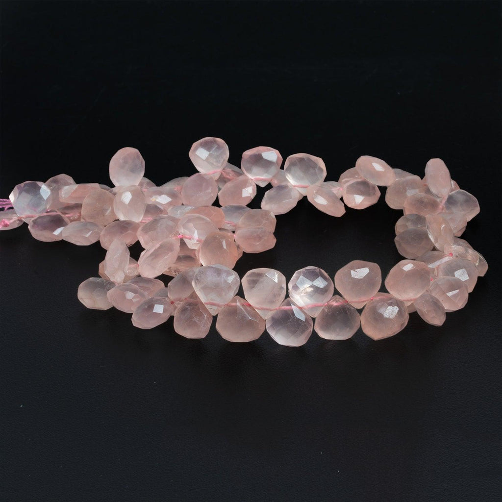 8-9mm Rose Quartz Handcut Hearts 14 inch 63 beads - The Bead Traders