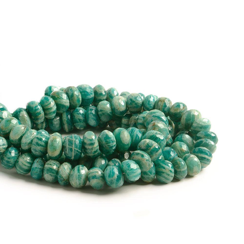 8-9mm Russian Amazonite faceted rondelle beads 8 inch 36 pieces - The Bead Traders