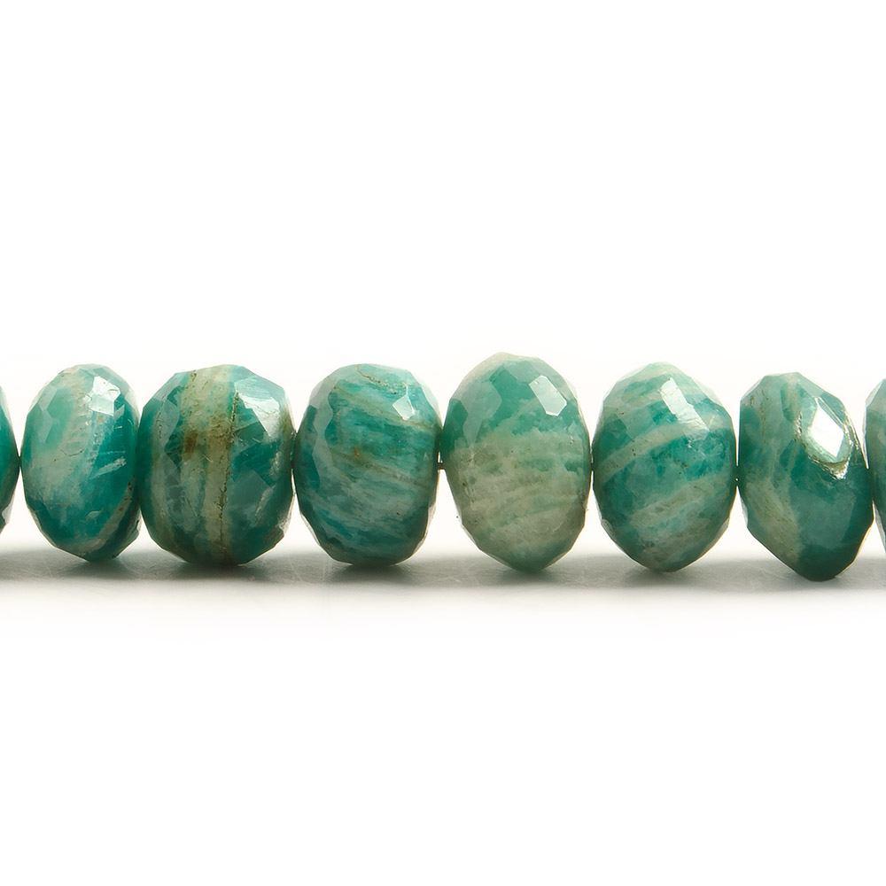 8-9mm Russian Amazonite faceted rondelle beads 8 inch 36 pieces - The Bead Traders