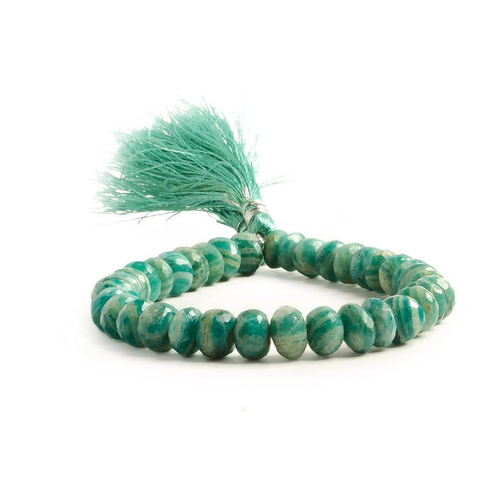 8-9mm Russian Amazonite faceted rondelle beads 8 inch 36 pieces - The Bead Traders