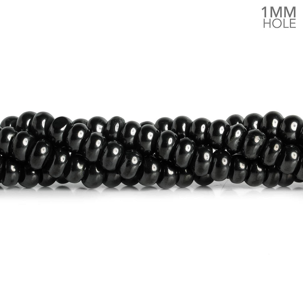 8-9mm Shungite Rondelles 16 inch 75 beads - The Bead Traders