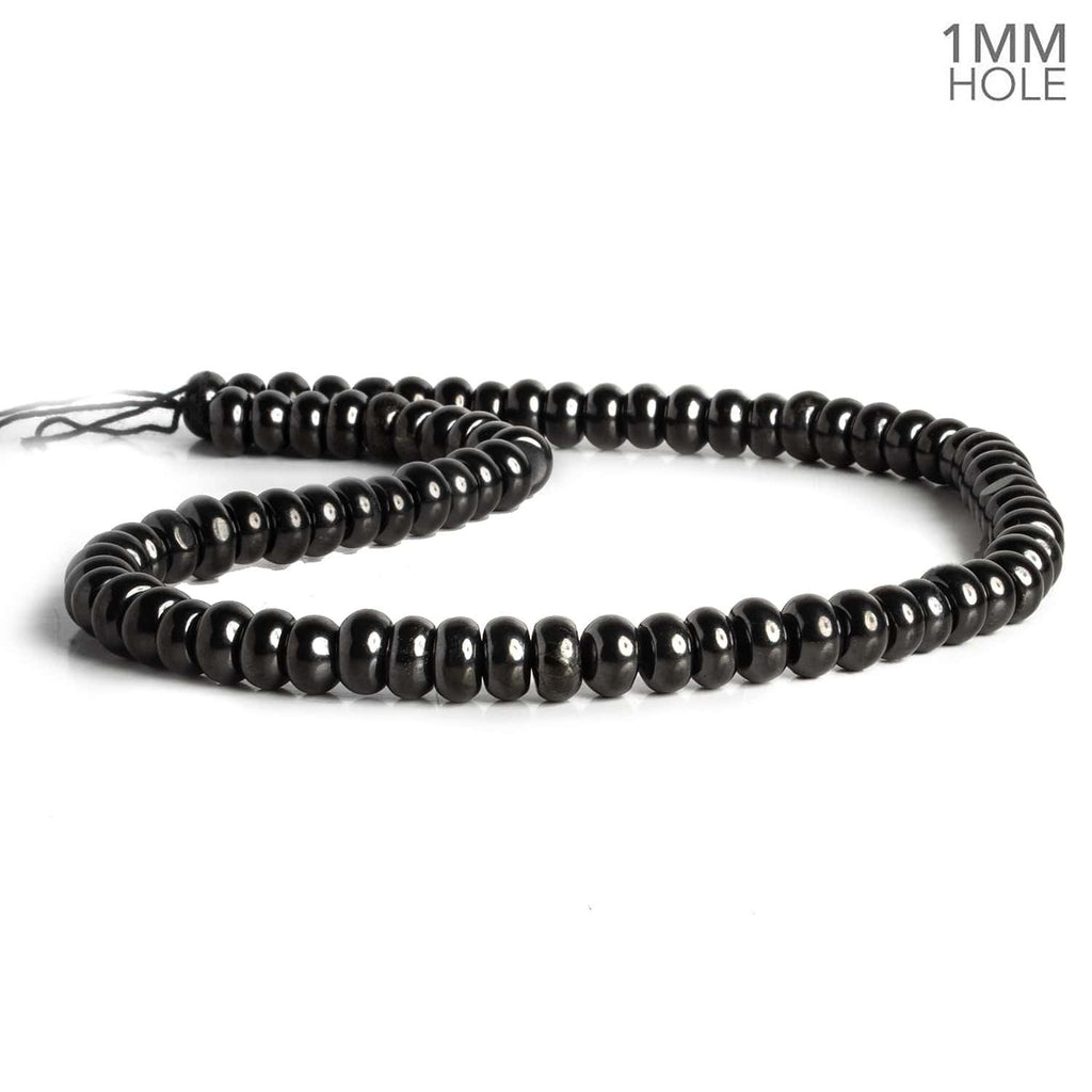 8-9mm Shungite Rondelles 16 inch 75 beads - The Bead Traders