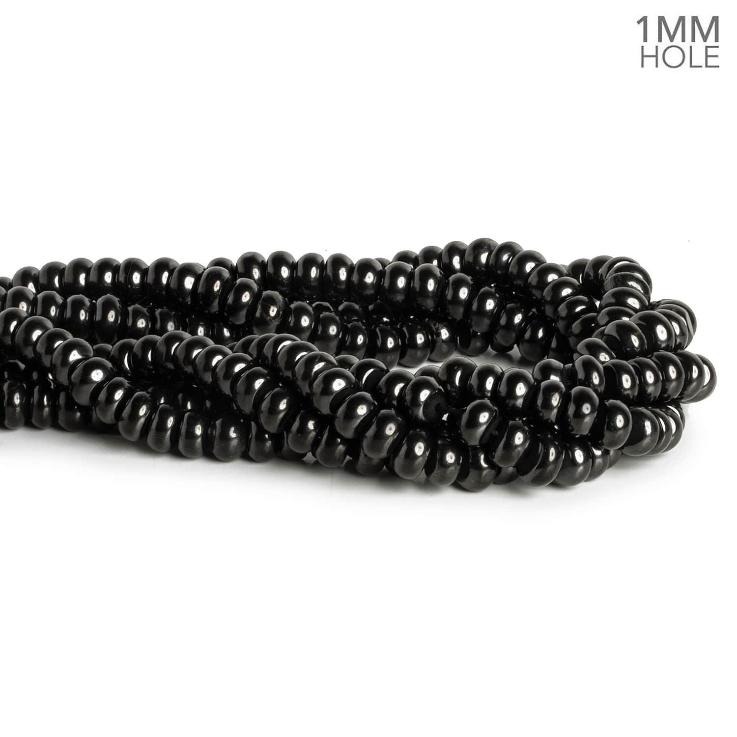 8-9mm Shungite Rondelles 16 inch 75 beads - The Bead Traders